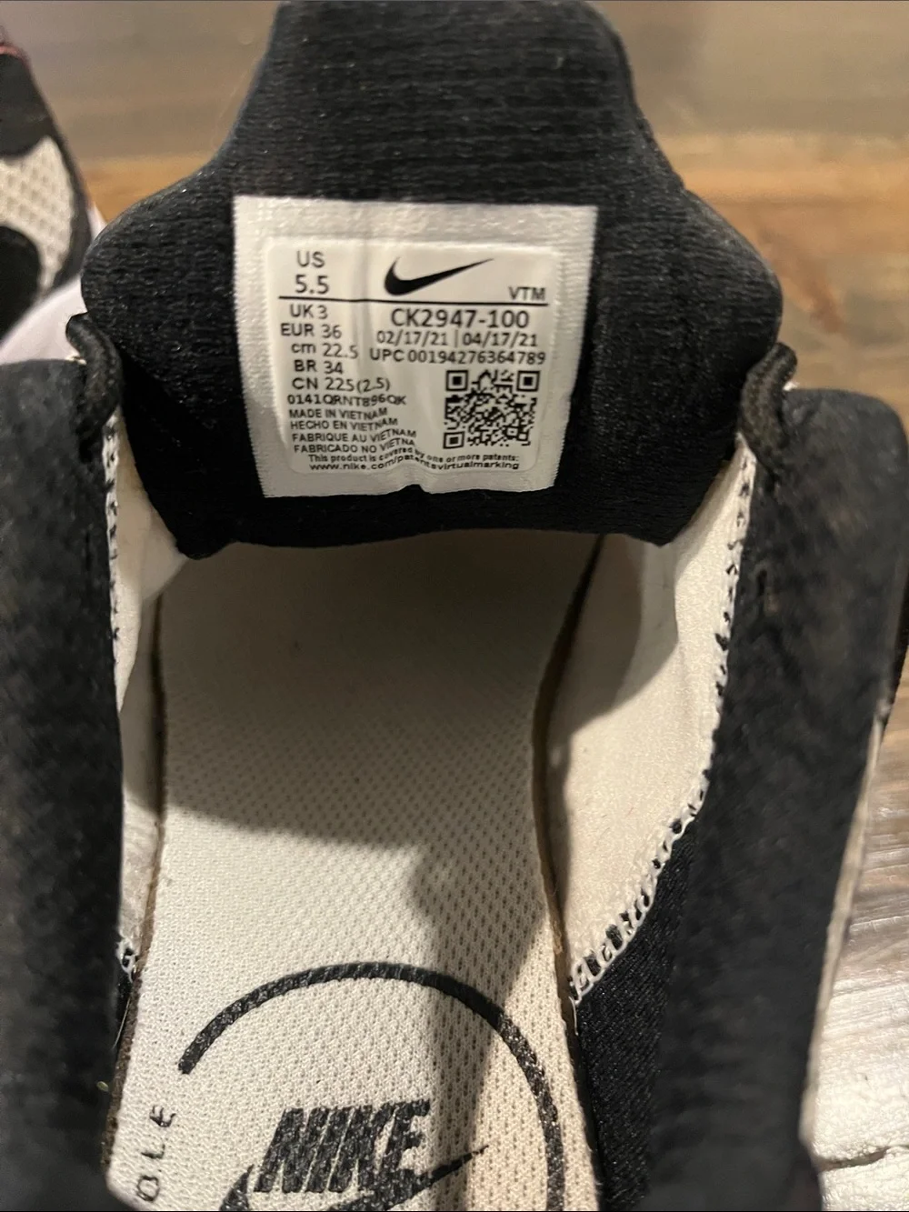 Nike Kids Black and White Air Max-Style Sneakers with Yellow Accents